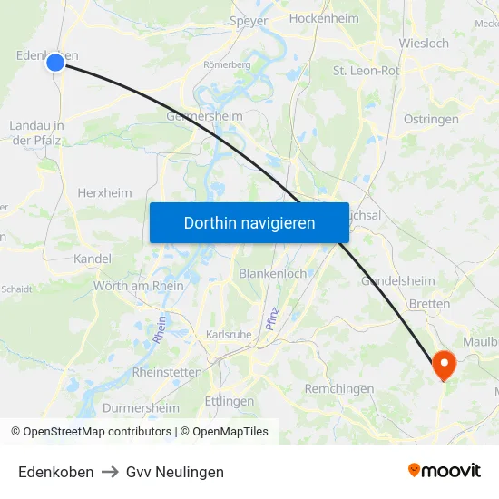 Edenkoben to Gvv Neulingen map