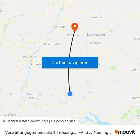 Verwaltungsgemeinschaft Trossingen to Gvv Neulingen map