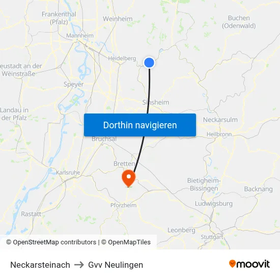 Neckarsteinach to Gvv Neulingen map