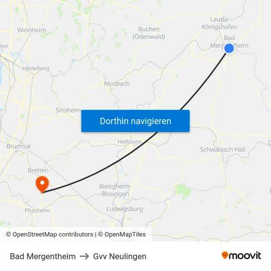 Bad Mergentheim to Gvv Neulingen map