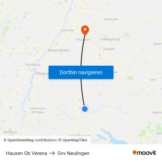 Hausen Ob Verena to Gvv Neulingen map