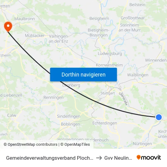 Gemeindeverwaltungsverband Plochingen to Gvv Neulingen map