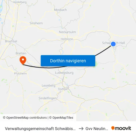 Verwaltungsgemeinschaft Schwäbisch Hall to Gvv Neulingen map