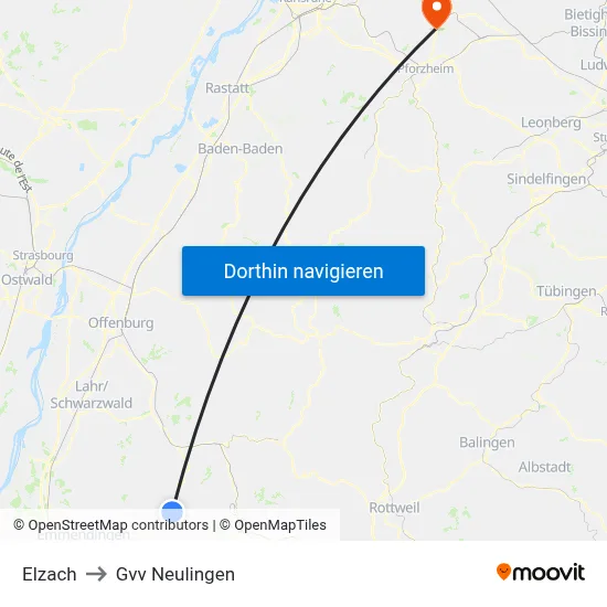 Elzach to Gvv Neulingen map
