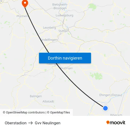 Oberstadion to Gvv Neulingen map