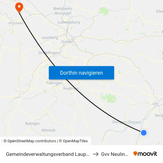 Gemeindeverwaltungsverband Laupheim to Gvv Neulingen map