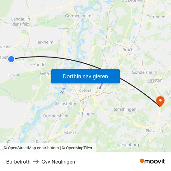 Barbelroth to Gvv Neulingen map