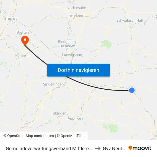 Gemeindeverwaltungsverband Mittleres Fils-Lautertal to Gvv Neulingen map