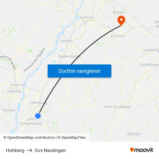Hohberg to Gvv Neulingen map