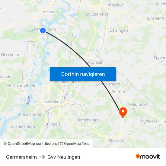 Germersheim to Gvv Neulingen map