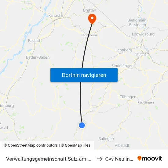 Verwaltungsgemeinschaft Sulz am Neckar to Gvv Neulingen map