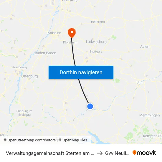 Verwaltungsgemeinschaft Stetten am Kalten Markt to Gvv Neulingen map