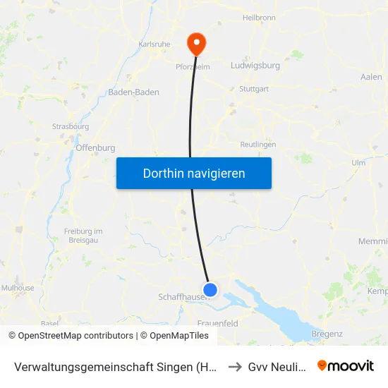 Verwaltungsgemeinschaft Singen (Hohentwiel) to Gvv Neulingen map
