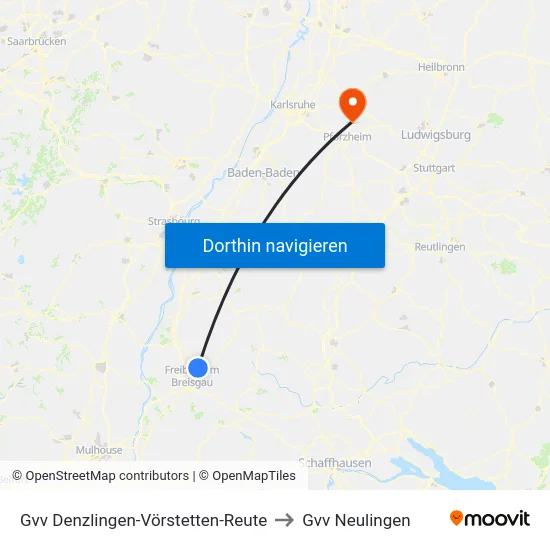 Gvv Denzlingen-Vörstetten-Reute to Gvv Neulingen map