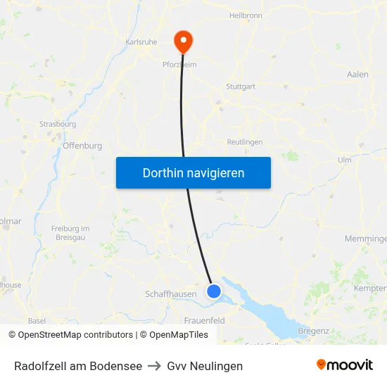 Radolfzell am Bodensee to Gvv Neulingen map