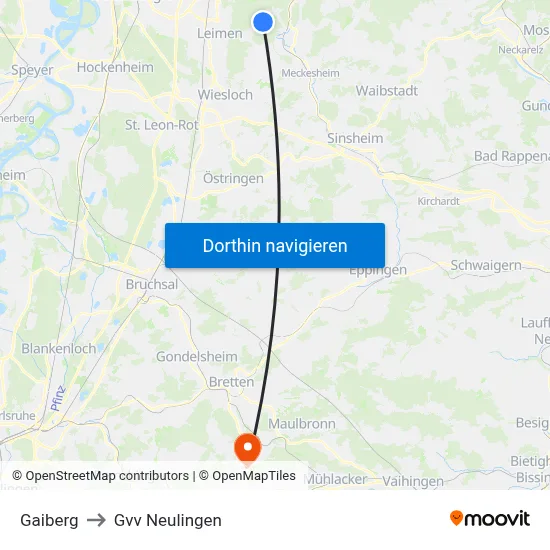 Gaiberg to Gvv Neulingen map