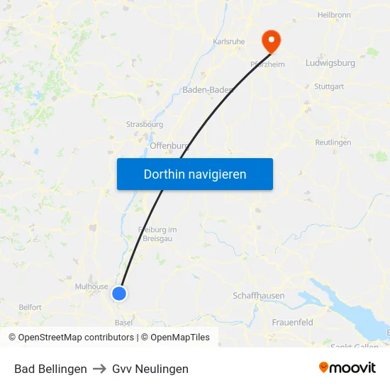Bad Bellingen to Gvv Neulingen map
