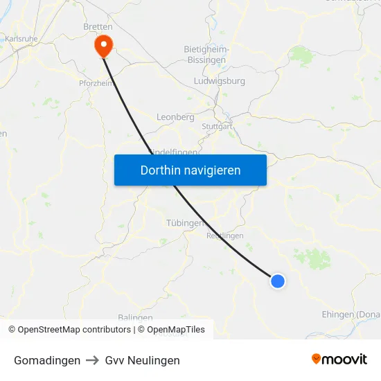 Gomadingen to Gvv Neulingen map
