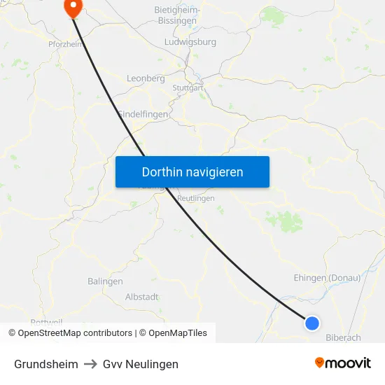 Grundsheim to Gvv Neulingen map