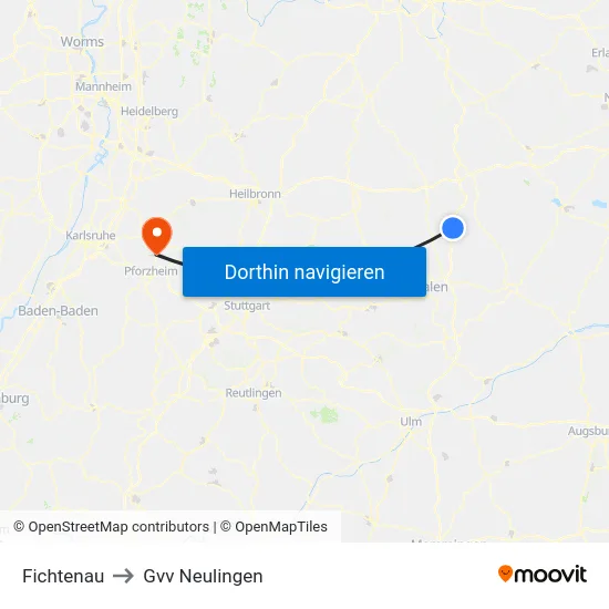 Fichtenau to Gvv Neulingen map