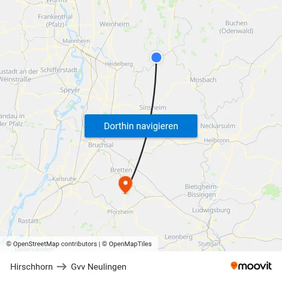 Hirschhorn to Gvv Neulingen map