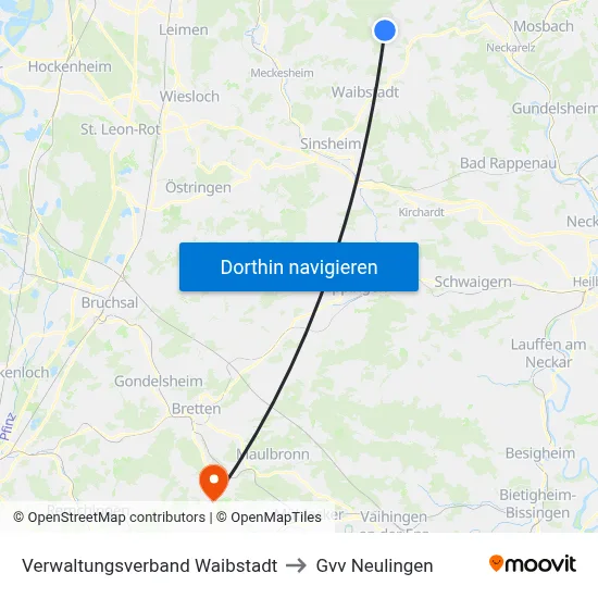 Verwaltungsverband Waibstadt to Gvv Neulingen map