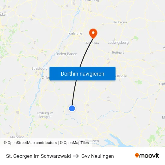 St. Georgen Im Schwarzwald to Gvv Neulingen map