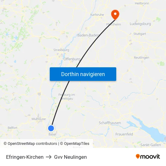 Efringen-Kirchen to Gvv Neulingen map