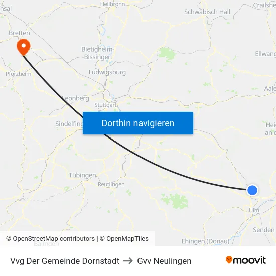 Vvg Der Gemeinde Dornstadt to Gvv Neulingen map