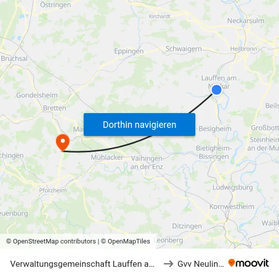 Verwaltungsgemeinschaft Lauffen am Neckar to Gvv Neulingen map