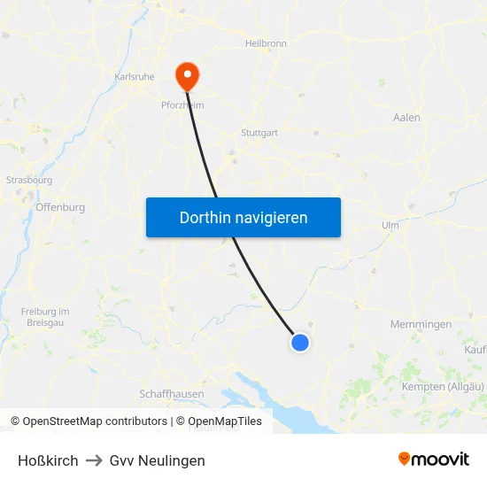 Hoßkirch to Gvv Neulingen map