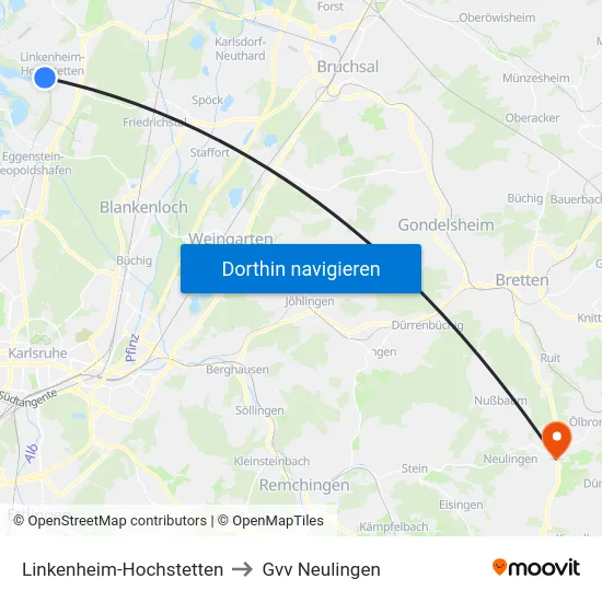Linkenheim-Hochstetten to Gvv Neulingen map