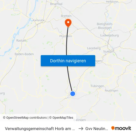Verwaltungsgemeinschaft Horb am Neckar to Gvv Neulingen map