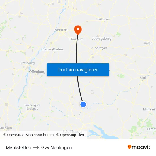 Mahlstetten to Gvv Neulingen map