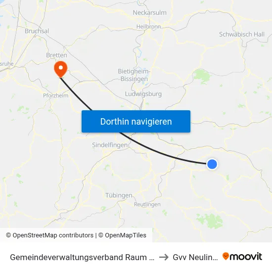 Gemeindeverwaltungsverband Raum Bad Boll to Gvv Neulingen map