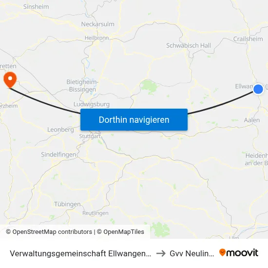 Verwaltungsgemeinschaft Ellwangen (Jagst) to Gvv Neulingen map