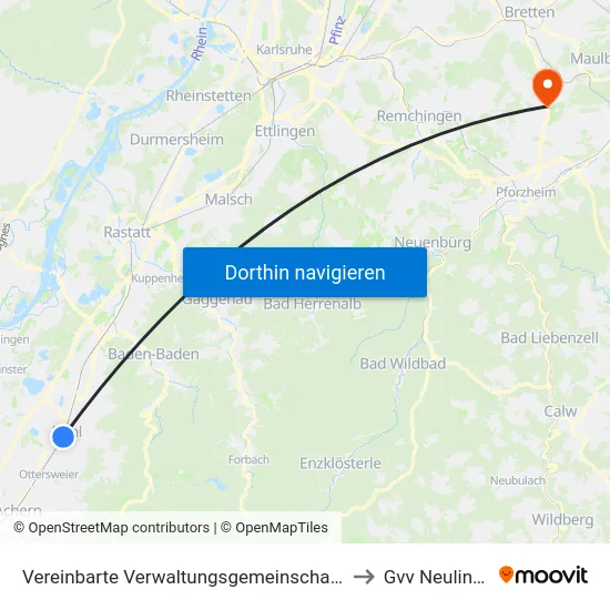 Vereinbarte Verwaltungsgemeinschaft Bühl to Gvv Neulingen map