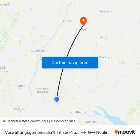 Verwaltungsgemeinschaft Titisee-Neustadt to Gvv Neulingen map