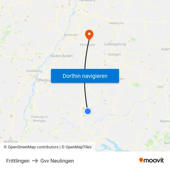 Frittlingen to Gvv Neulingen map