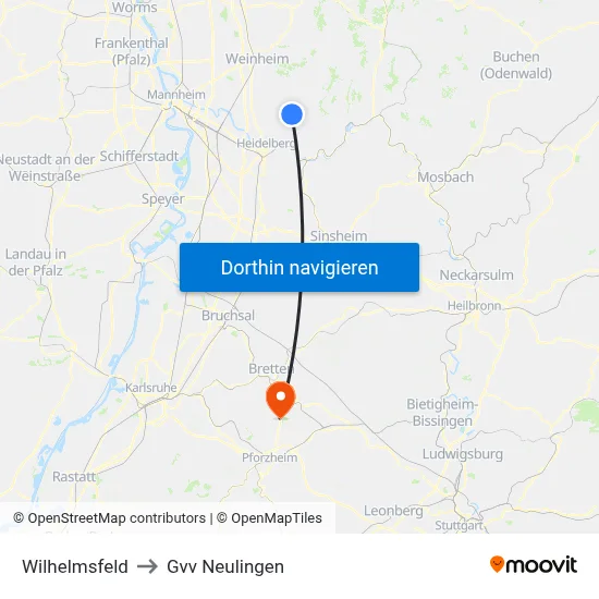 Wilhelmsfeld to Gvv Neulingen map