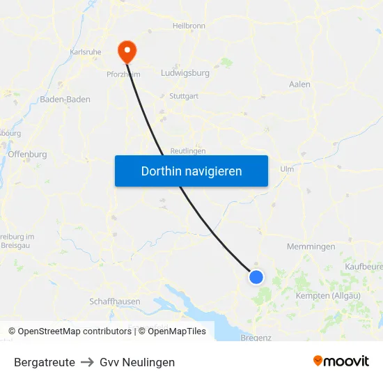 Bergatreute to Gvv Neulingen map