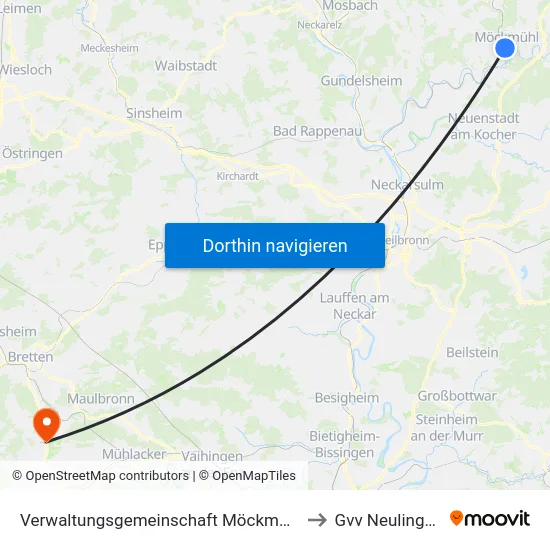 Verwaltungsgemeinschaft Möckmühl to Gvv Neulingen map