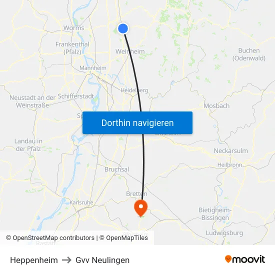 Heppenheim to Gvv Neulingen map