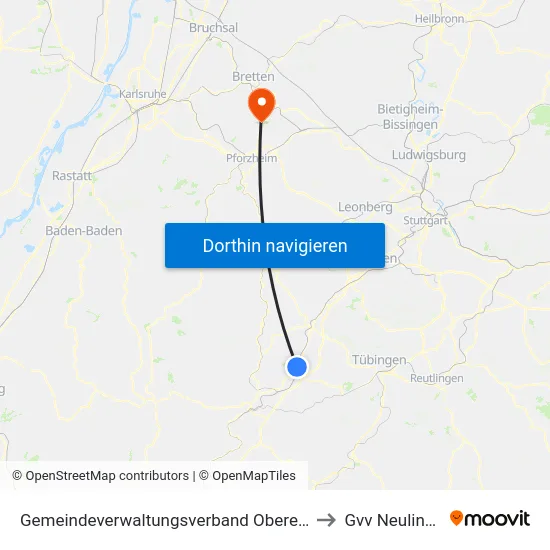 Gemeindeverwaltungsverband Oberes Gäu to Gvv Neulingen map