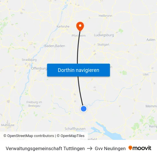Verwaltungsgemeinschaft Tuttlingen to Gvv Neulingen map