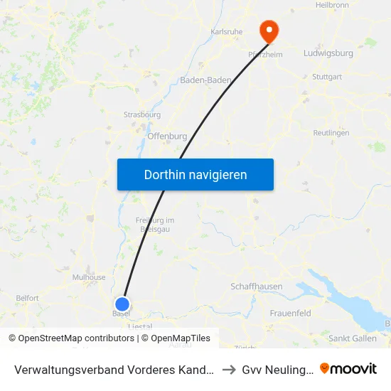 Verwaltungsverband Vorderes Kandertal to Gvv Neulingen map