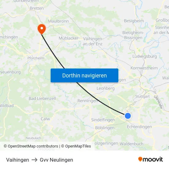 Vaihingen to Gvv Neulingen map