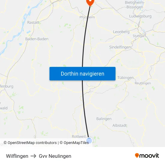 Wilflingen to Gvv Neulingen map