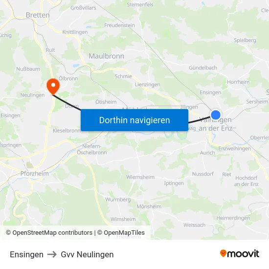 Ensingen to Gvv Neulingen map