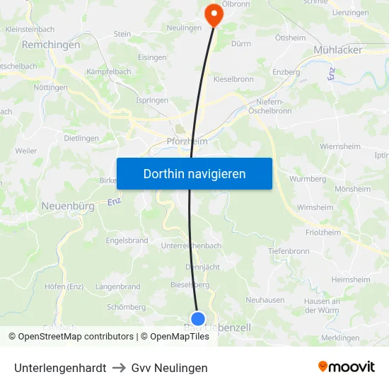 Unterlengenhardt to Gvv Neulingen map